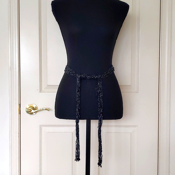 RARE! NWT. Vintage The Limited Multi Strands & Multi Shades Black Beaded Belt. - Picture 3 of 4
